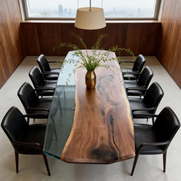 Alternative view of Gemstone-shaped Black Walnut Epoxy Resin Table