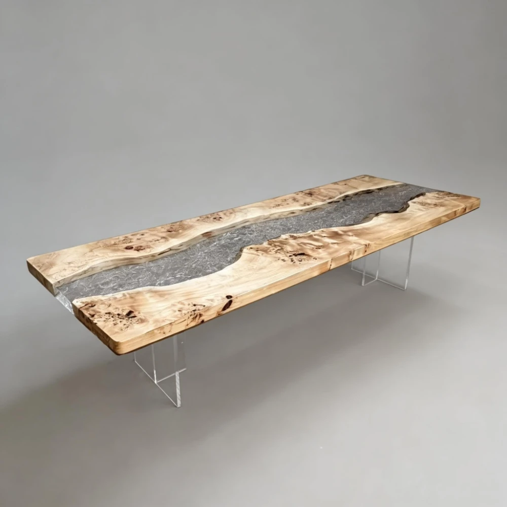 Poplar Wood with Ice-Crack Epoxy Inlay - Image 5