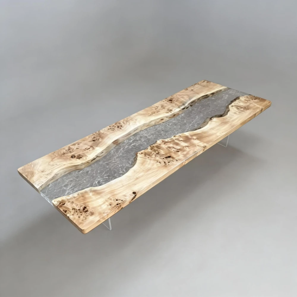 Poplar Wood with Ice-Crack Epoxy Inlay - Image 6