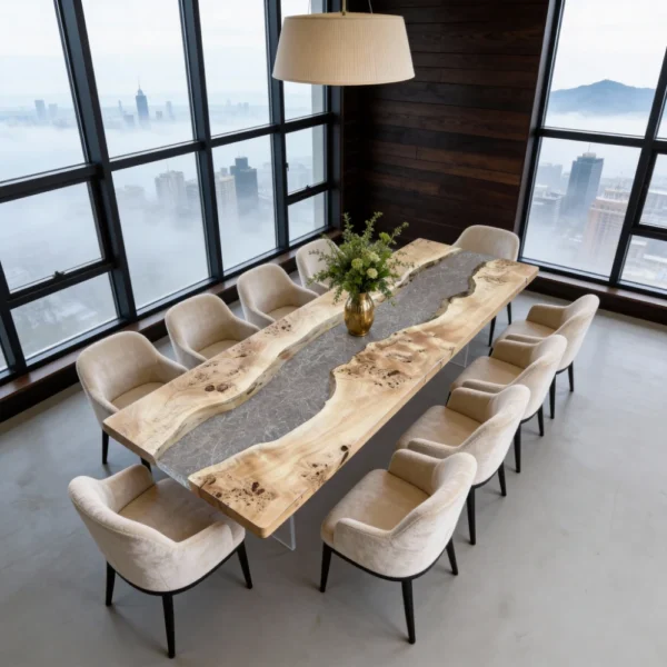 Poplar Wood with Ice-Crack Epoxy Inlay