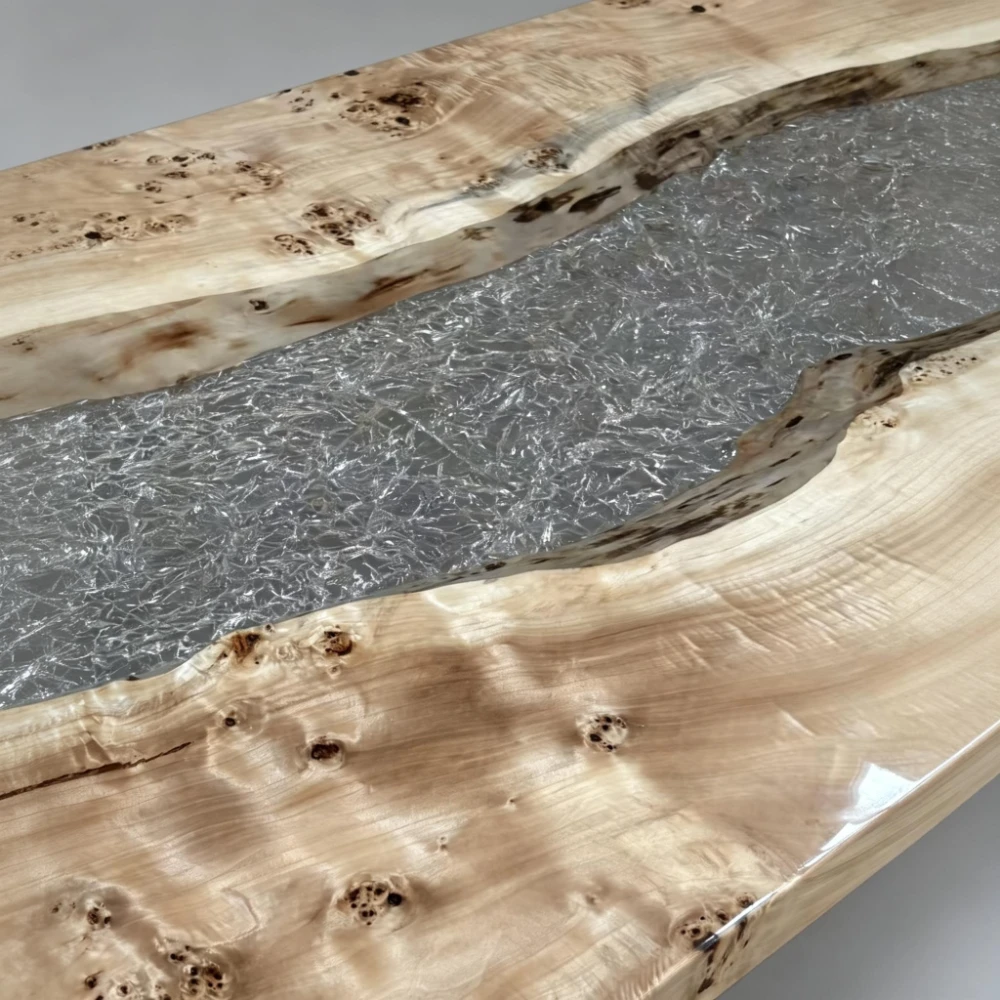 Poplar Wood with Ice-Crack Epoxy Inlay - Image 7