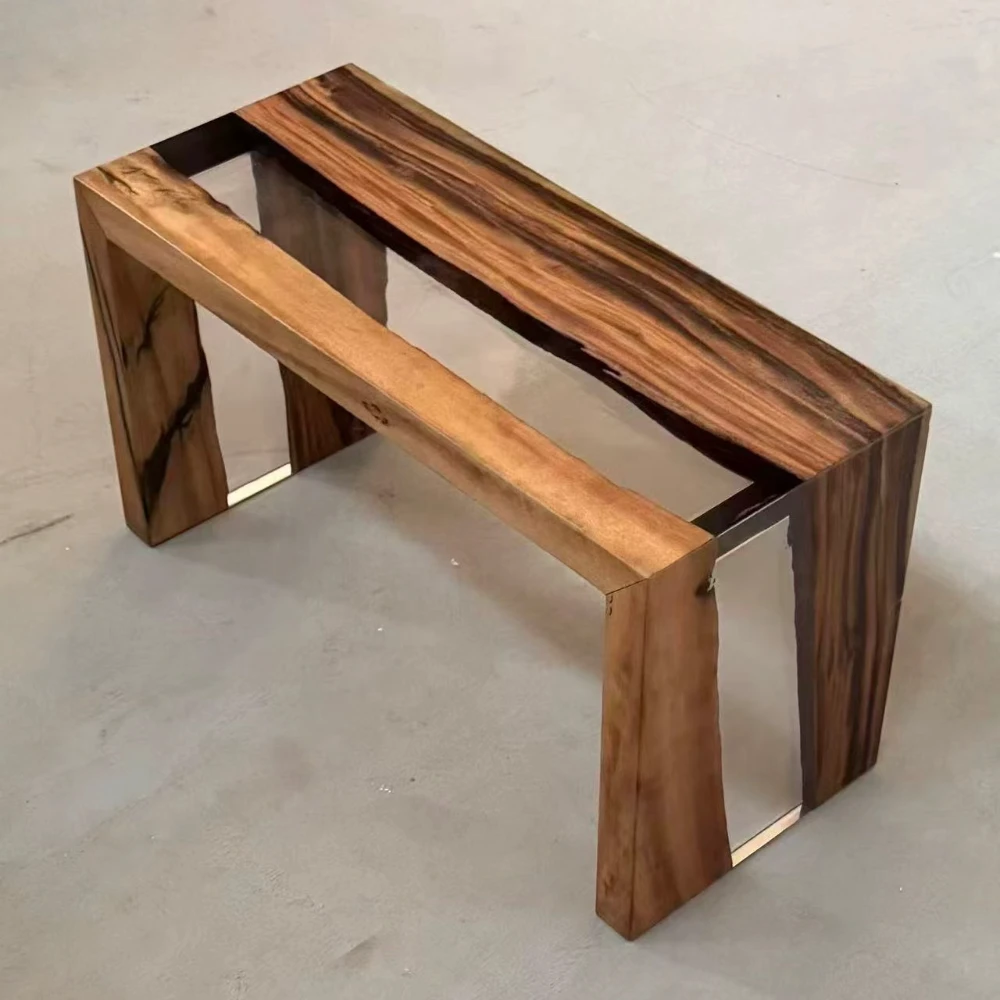 Walnut Epoxy Resin Double-Edge Angled Bench - Image 2