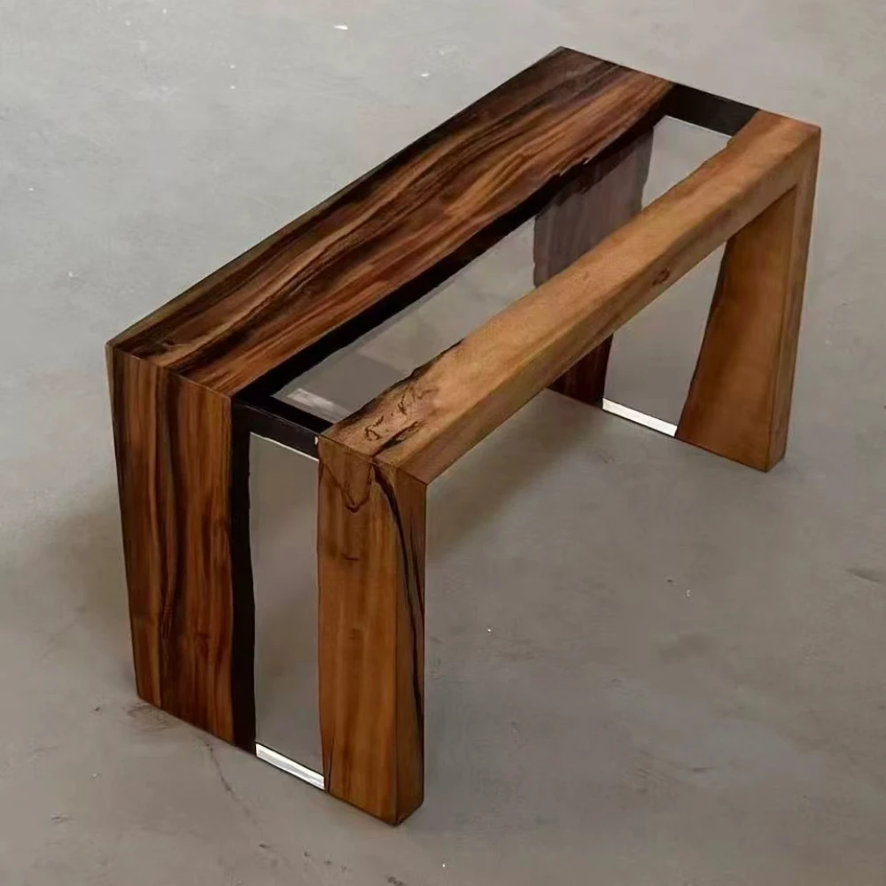Walnut Epoxy Resin Double-Edge Angled Bench - Image 4