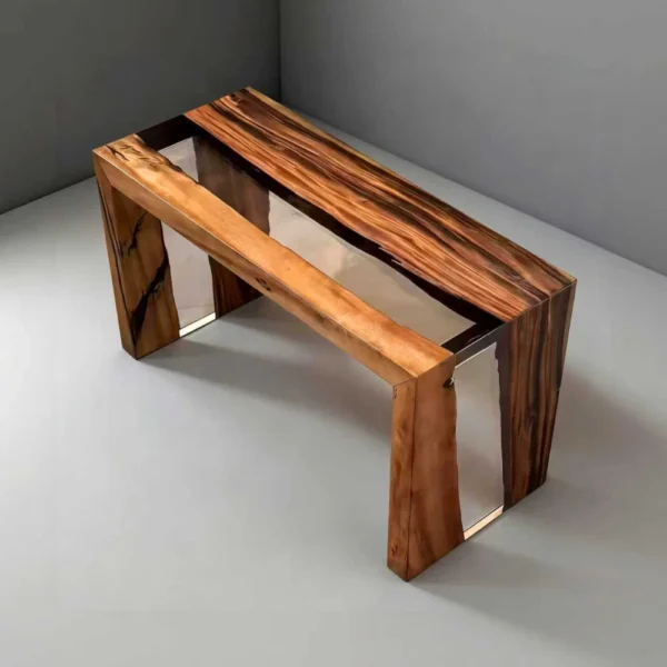 Walnut Epoxy Resin Double-Edge Angled Bench
