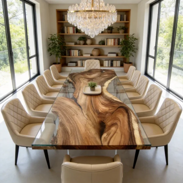 Alternative view of Walnut Epoxy Resin Table