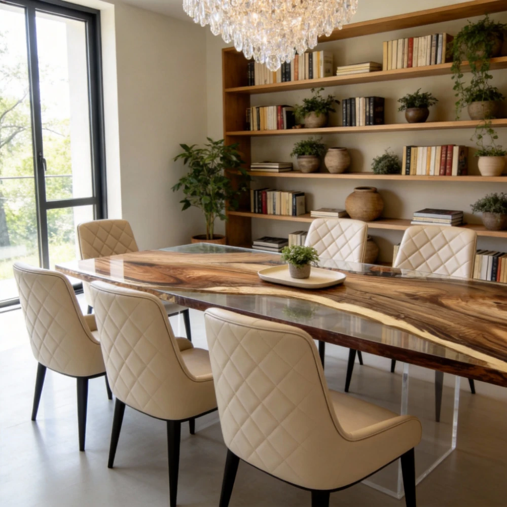 Walnut Epoxy Resin Table - Image 4