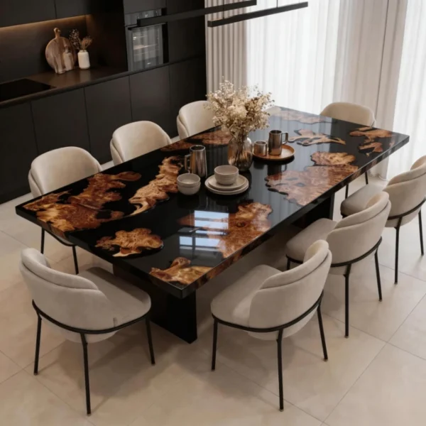 Fiberwood burl epoxy resin table