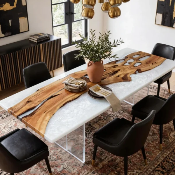 Olive wood epoxy resin table