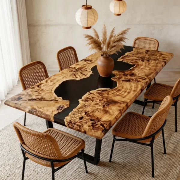 Poplar wood epoxy resin table