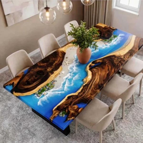 Wave-shaped epoxy resin table