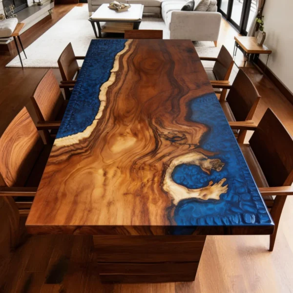 Customized walnut wood blue whirlpool pattern single board-HTM-9