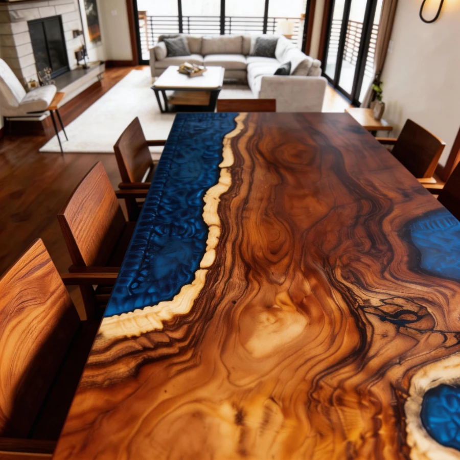 Customized walnut wood blue whirlpool pattern single board-HTM-9 - Image 6