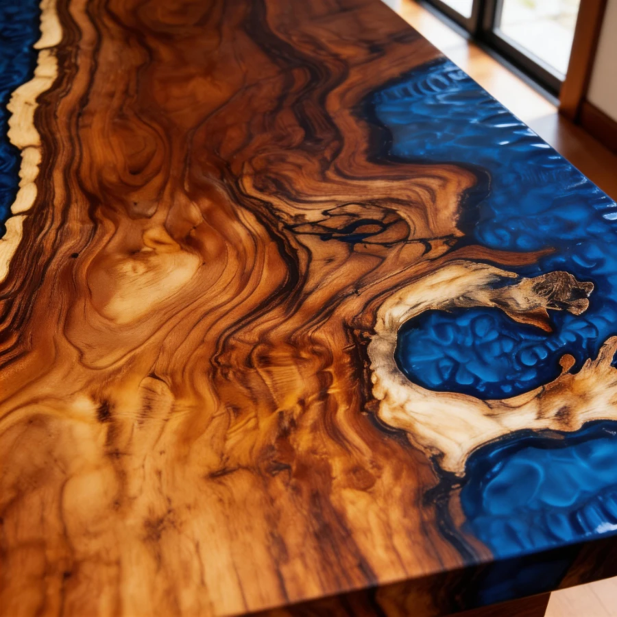 Customized walnut wood blue whirlpool pattern single board-HTM-9 - Image 4