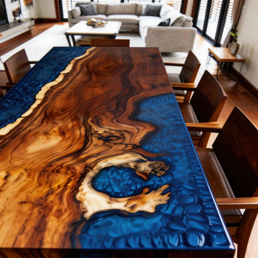 Customized walnut wood blue whirlpool pattern single board-HTM-9 - Image 3