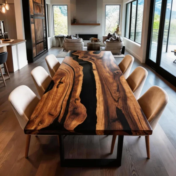 Alternative view of Seattle Minimalist Style Black Walnut Epoxy Resin Furniture Table-HTM-4