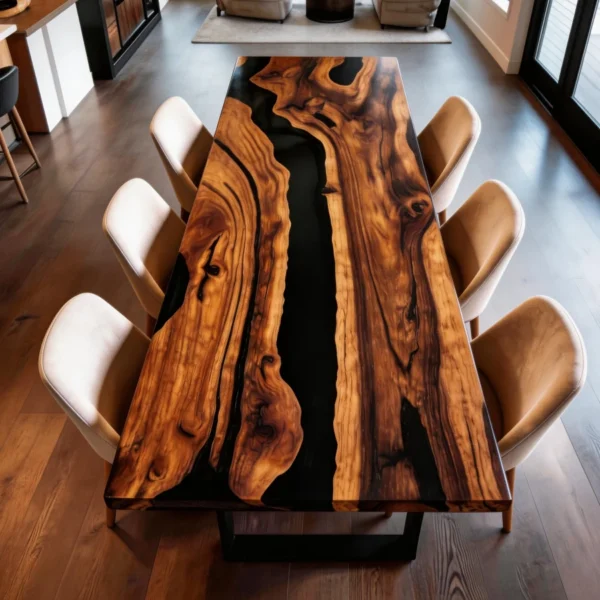 Seattle Minimalist Style Black Walnut Epoxy Resin Furniture Table-HTM-4