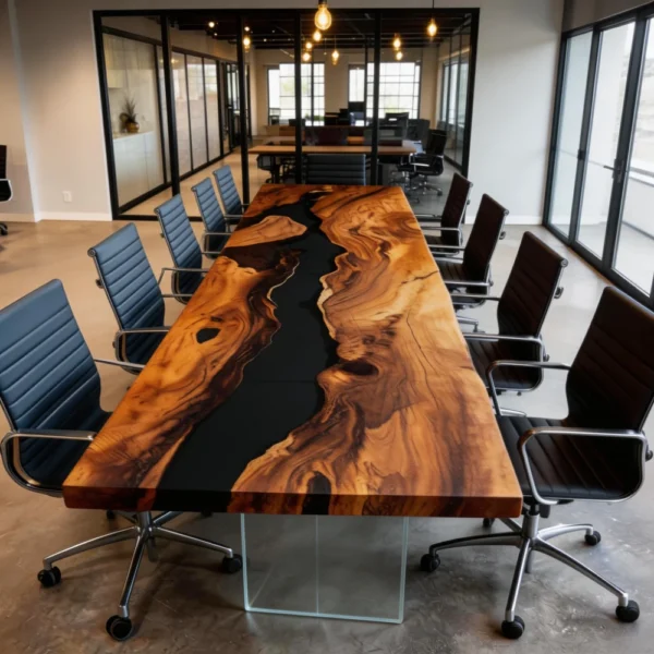 Alternative view of Executive Walnut Gloss Black Resin Conference Table -HTM-13